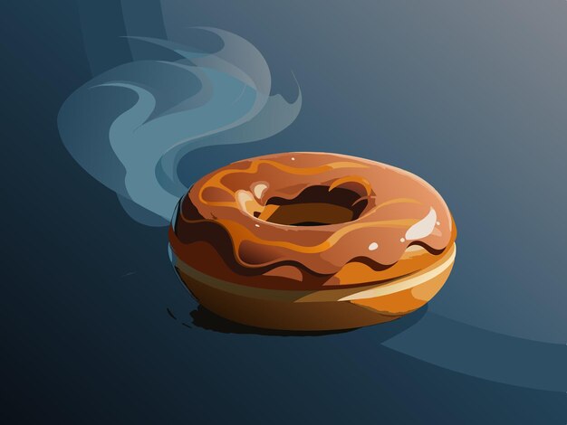 Create a visually striking image of a donut with a smoking effect in the background