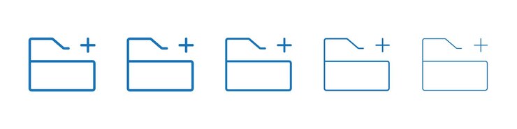 Vector create folder icon symbol collection thin outline set