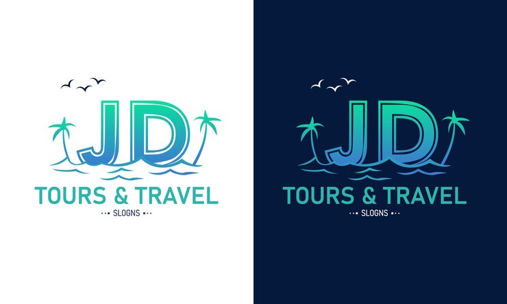 Vector creative abstract letter jd dj with travel logo design initial summer travel logo icon vector