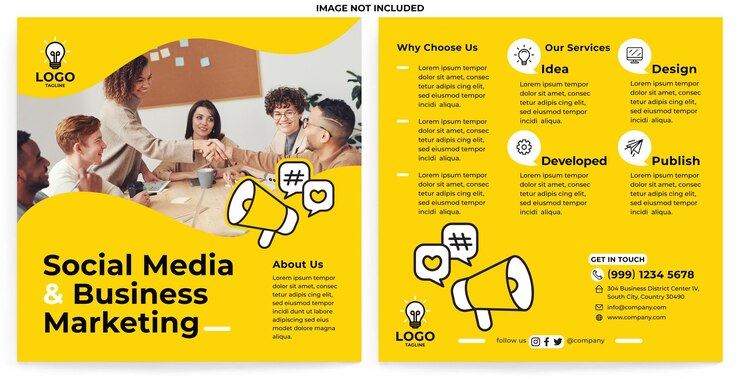 Vector creative agency promotion instagram feed template in flat design style