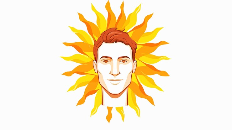 Vector creative avatar man with sun design flat vector on white background