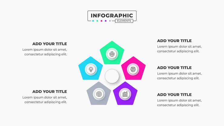 creative business infographic presentation template with 5 steps or options