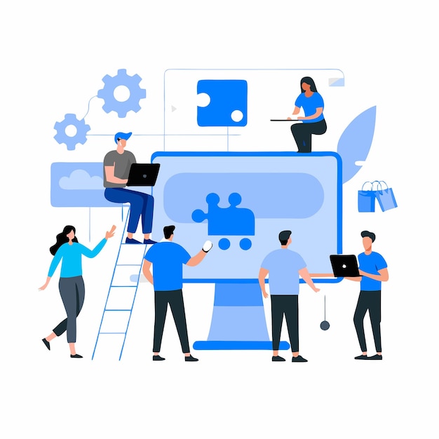 Creative Collaboration Illustrating Innovative Ideas as a Team