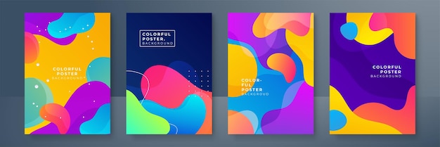 creative colorful covers or posters set in trendy minimal gradient geometric style for background corporate identity branding social media advertising promo modern template with dynamic shapes