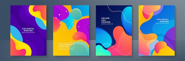 creative colorful covers or posters set in trendy minimal gradient geometric style for background corporate identity branding social media advertising promo modern template with dynamic shapes