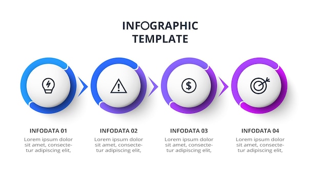 Creative concept for infographic with 4 steps options parts or processes Business data visualization