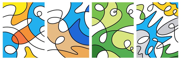 Creative concept of banner and poster set Modern abstract art design doodle with fluid shapes