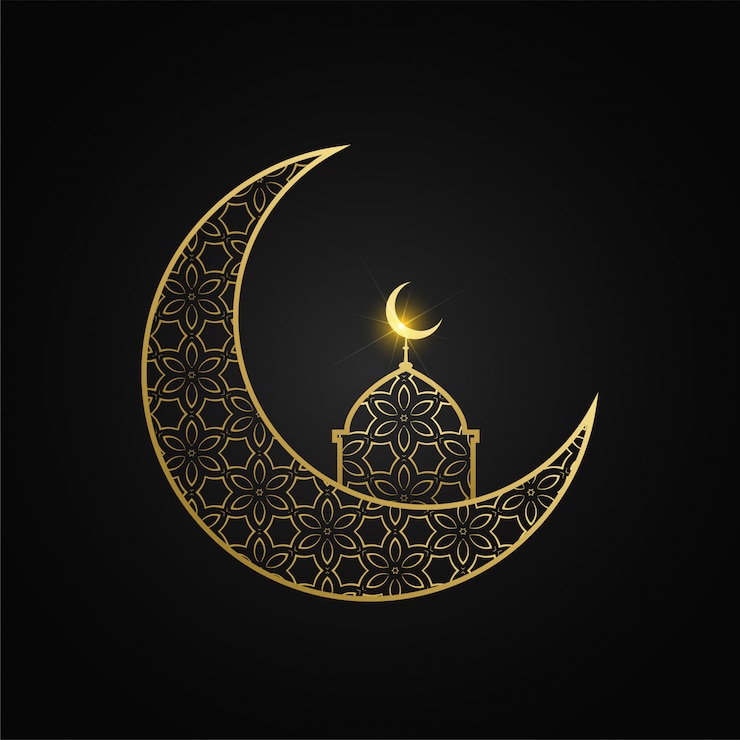 Vector creative eid mubarak moon and mosque design