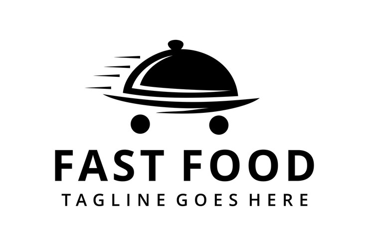 Creative illustration fast delivery food restaurant logo design Vector sign illustration template