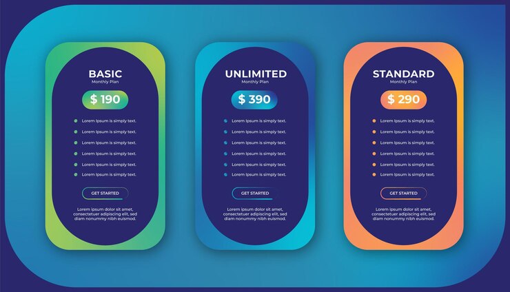 Creative it Infographic pricing plan table banner template with Color background