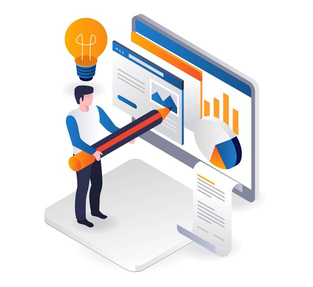 Creative man designing web display