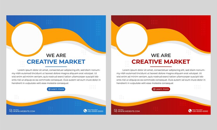 Vector creative market flyer square instagram social media post banner
