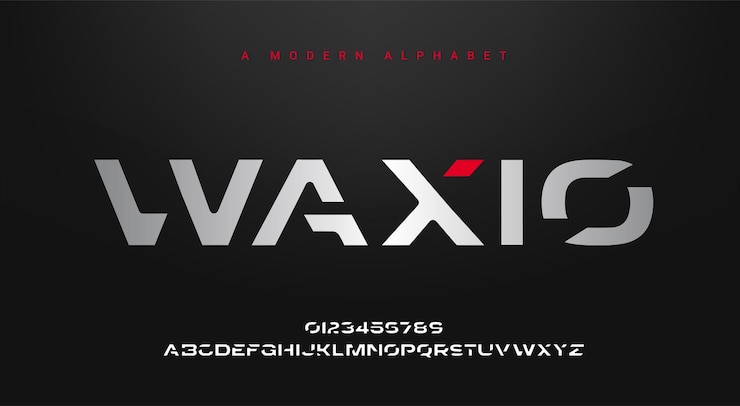 Vector creative modern alphabet futuristic font typography regular and number