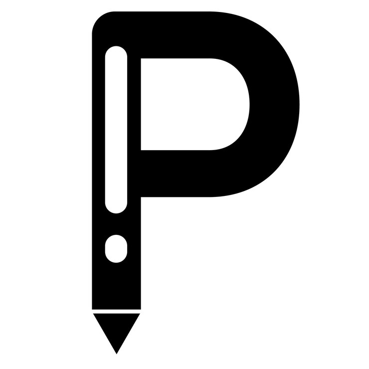 Vector creative pencil p text logo template design