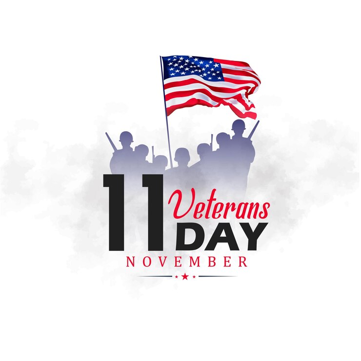 Creative poster banner design for veterans day. Honoring all who served. November 11