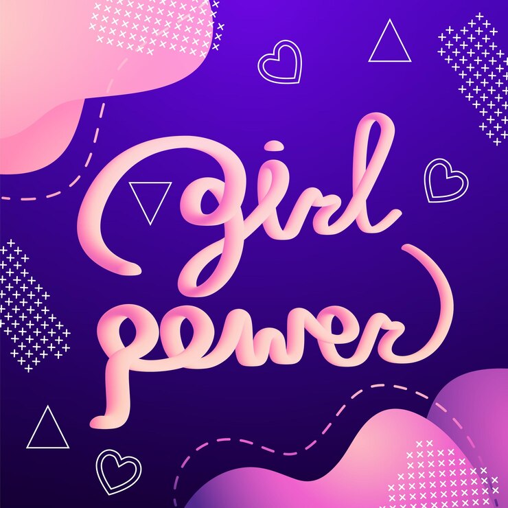 Vector creative poster with lettering girl power in pink color lgbt quotes and woman motivational slogan