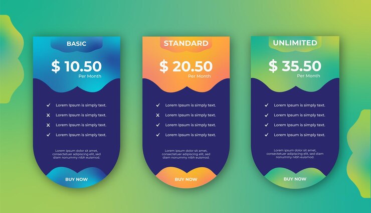 Creative pricing table or pricing menu set
