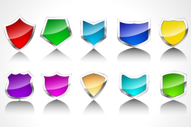 Creative Vector Glossy Shields Icons Designs