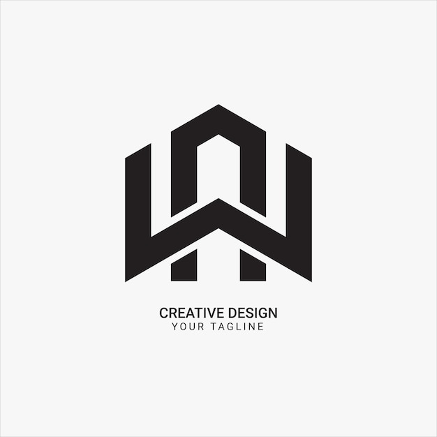 Creative WA or AW letter initial elegant hexagonal shape line art modern brand unique logo