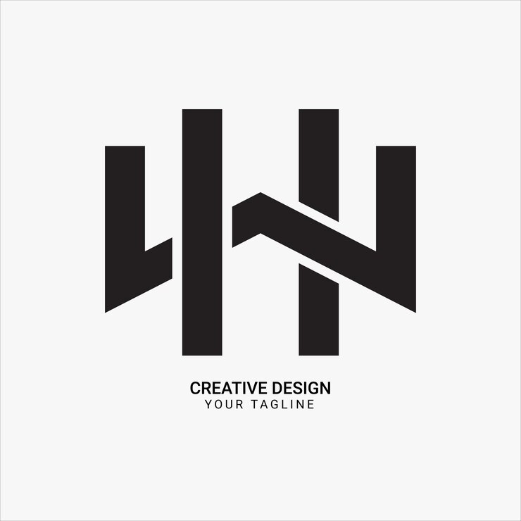 Vector creative wh or hw monogram flat elegant initial modern brand unique logo design