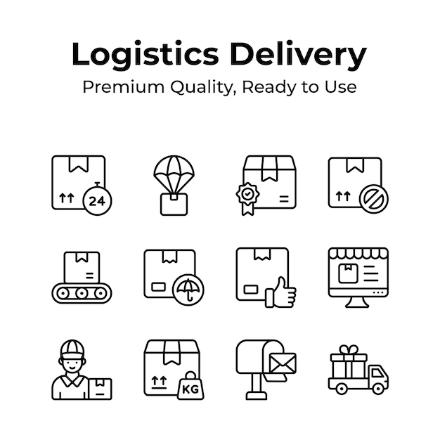 Creatively designed premium logistics delivery icons set