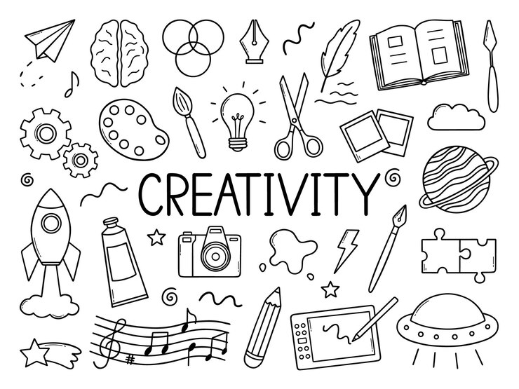 Vector creativity doodle set art in sketch style hand drawn vector illustration
