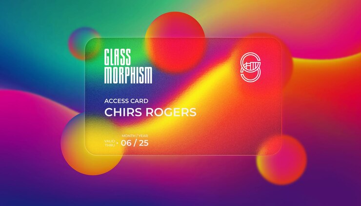 Vector credit card glass morphism effect vibrant gradient background