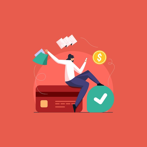 credit card secure payment with check mark Money financial security online shopping and payment