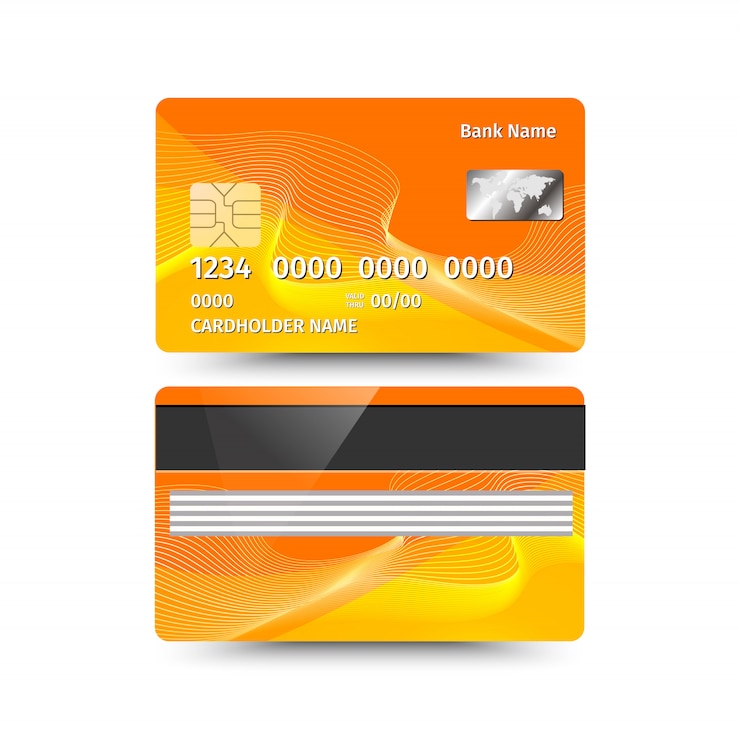 Vector credit card two sides with abstract design.