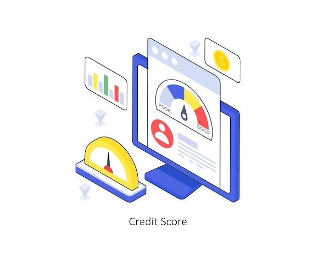 Credit Score isometric Colored illustration EPS File stock illustration