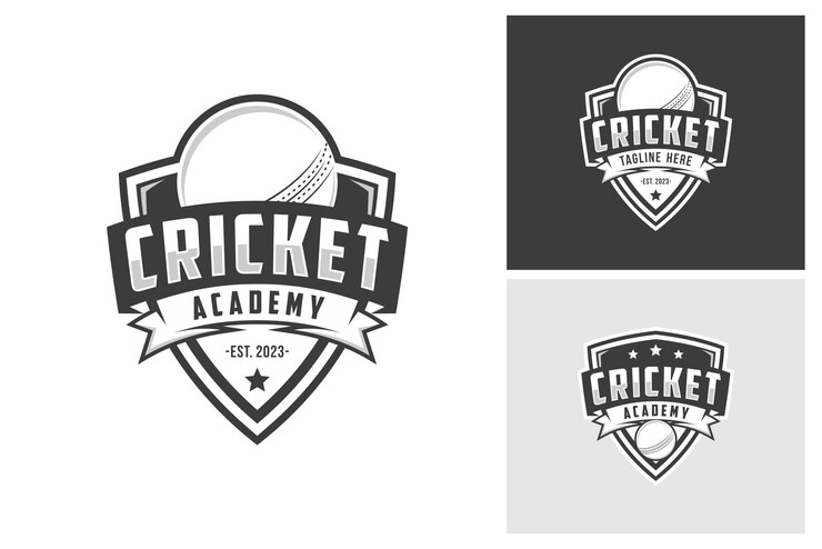 Cricket Logo Badge emblem cricket team sport design sticks and cricket ball vector monochrome