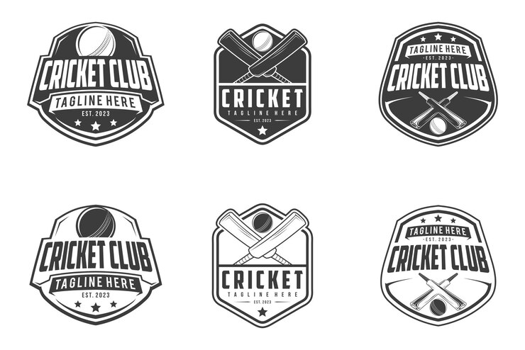 Cricket Logo Badge emblem cricket team sport design sticks and cricket ball vector monochrome