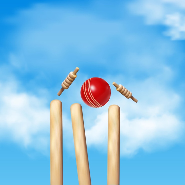 Cricket stumps Bowled out background