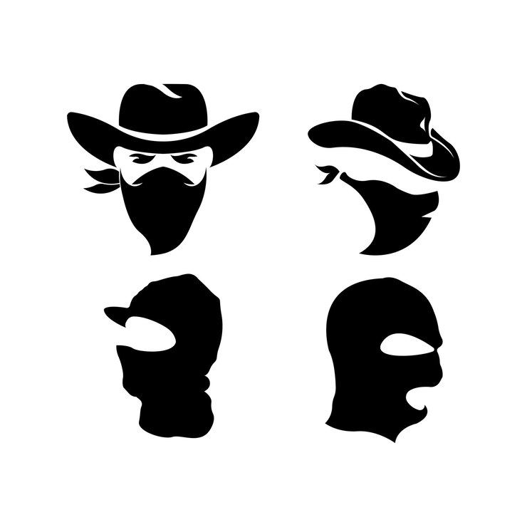 Vector criminal mask and bandit icon logo vector design illustration