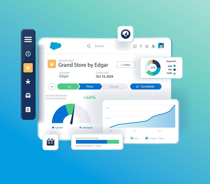 Vector crm cloud-based software for sales, service, marketing, commerce, and it
