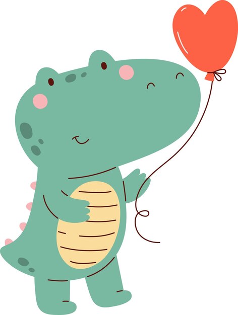 Crocodile With Heart Balloon