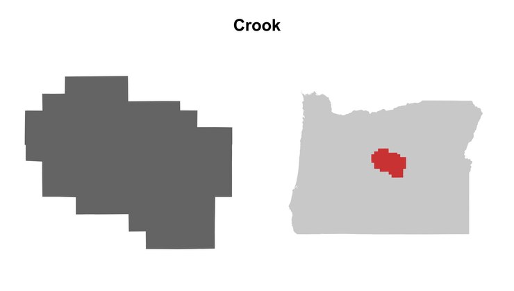 Vector crook county oregon blank outline map set