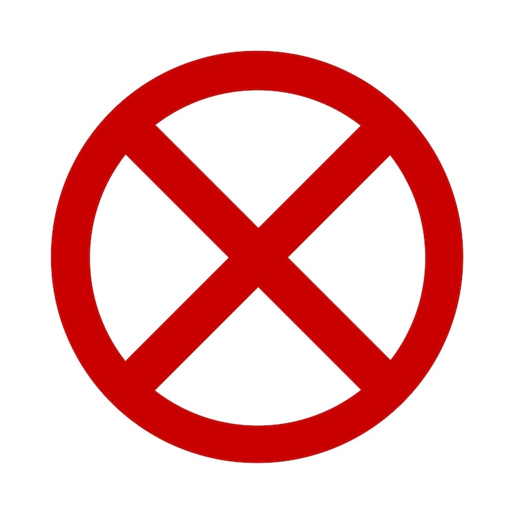 Cross prohibition sign vector illustration isolated on white background traffic symbol