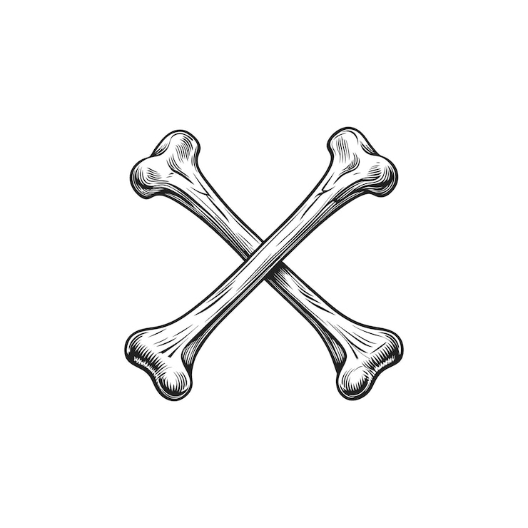 Vector crossed bones vector engraving hand drawn illustration