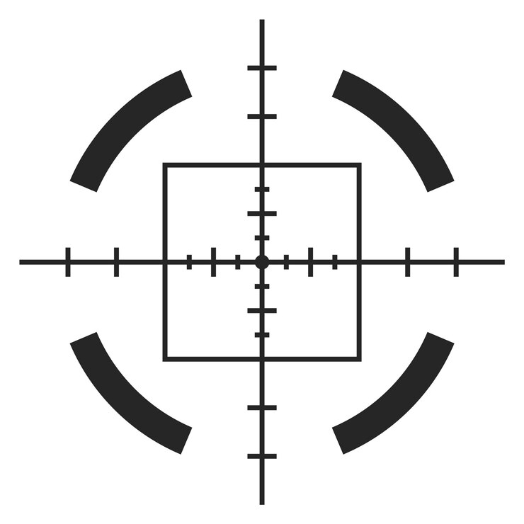 Vector crosshair icon sniper aiming target black icon isolated on white background
