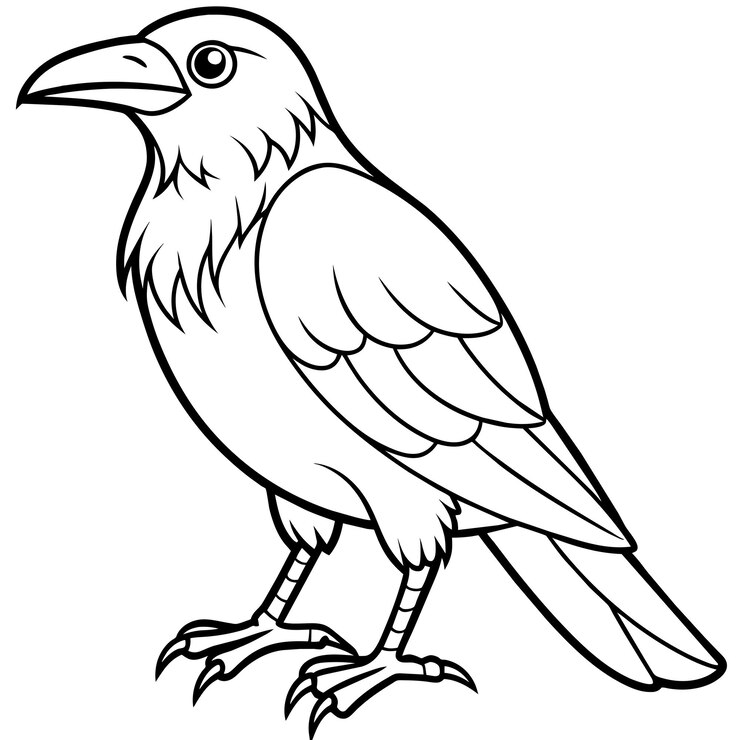 Crow coloring book page vector art illustration 19