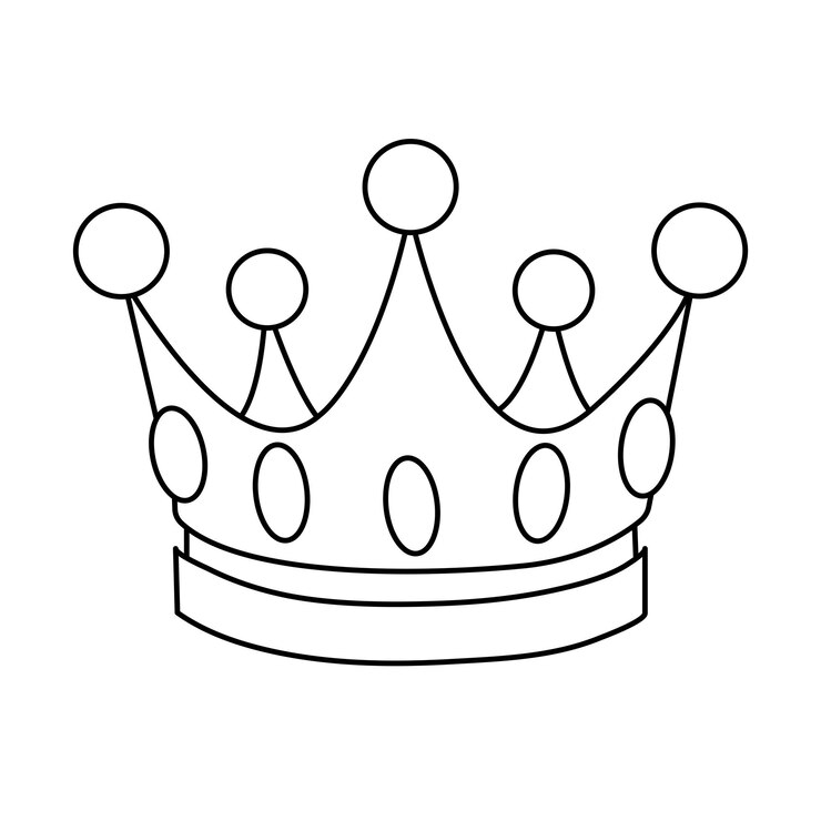Crown coloring page vector one line art