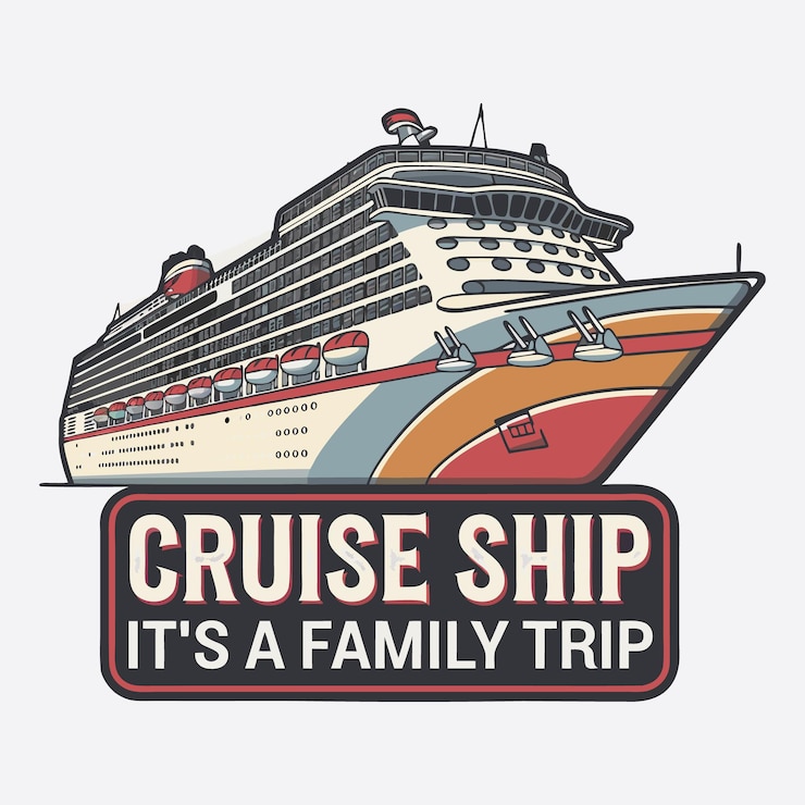 Vector cruise ship its a family trip t shirt design retro big cruise ship vector