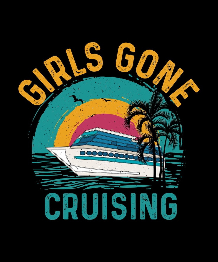 Vector cruise tshirt design girls gone cruising