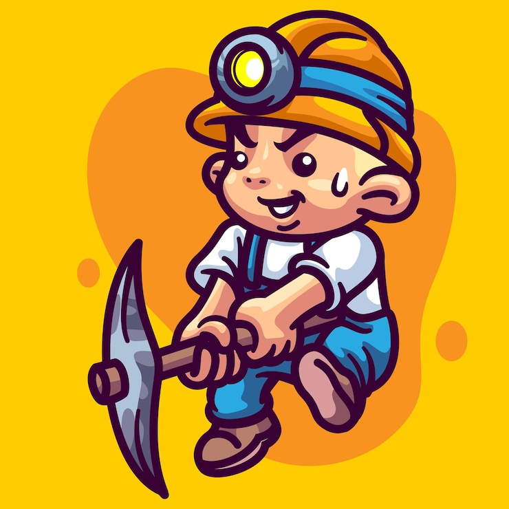 Vector crypto miner character illustration