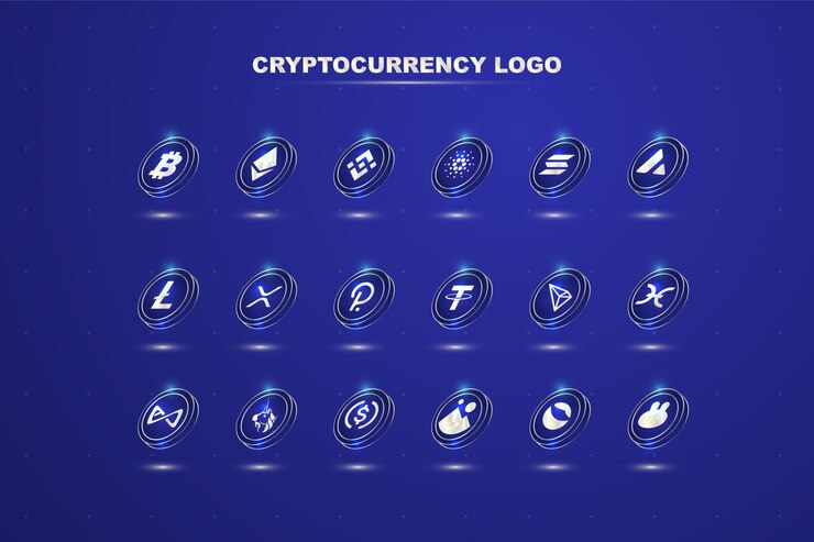 Vector cryptocurrency coins logo collection