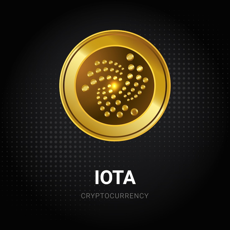 Vector cryptocurrency iota coin icon luxury golden