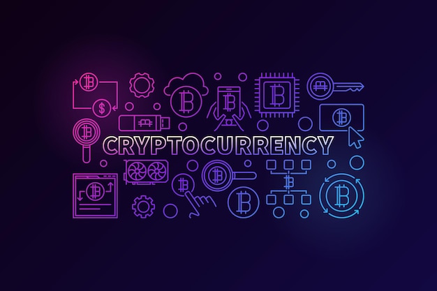 Cryptocurrency vector colorful illustration Digital money and finance concept banner