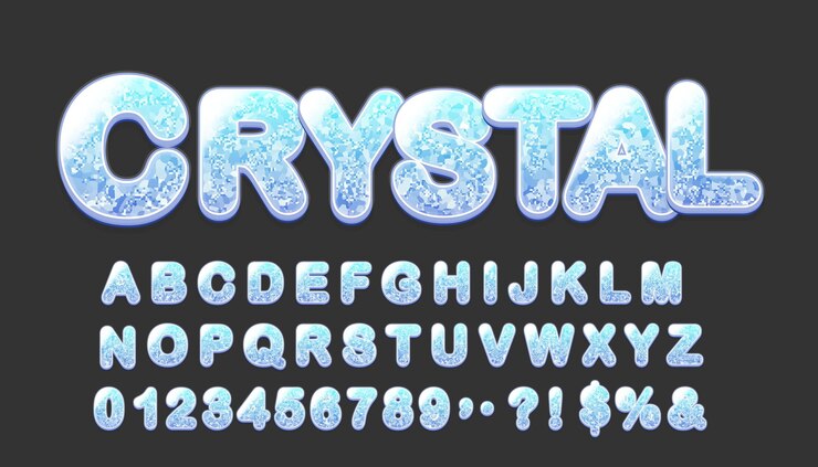 Crystal alphabet font.