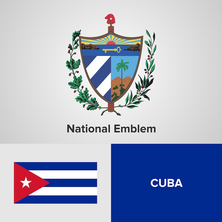 Vector cuba national emblem and flag 